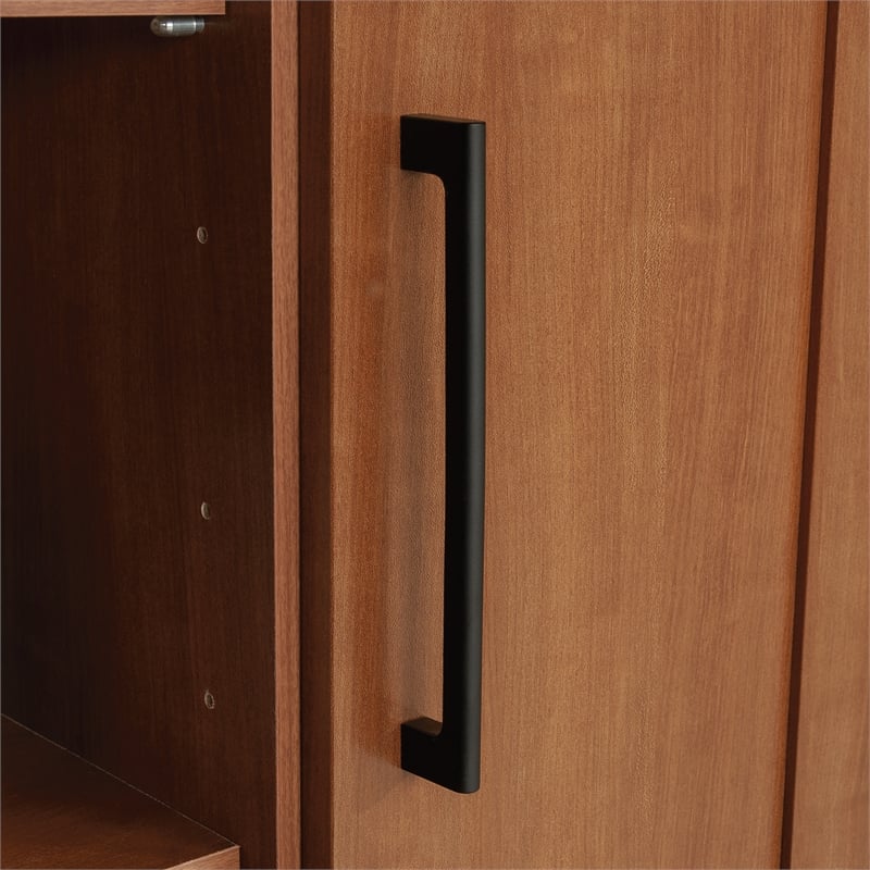 Pemberly Row Engineered Wood Storage Cabinet in Sienna Oak Finish