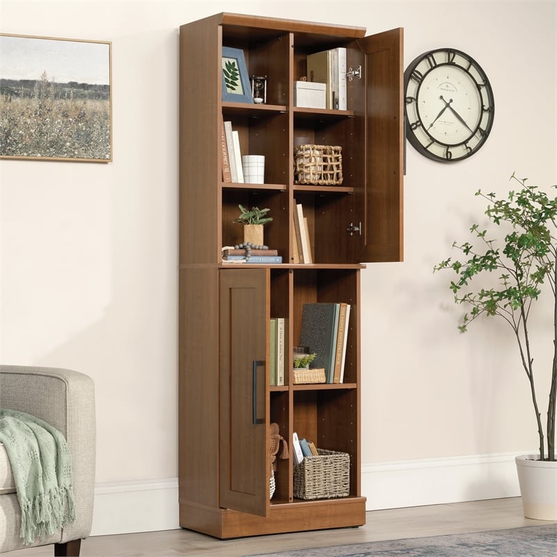 Pemberly Row Engineered Wood Storage Cabinet in Sienna Oak Finish