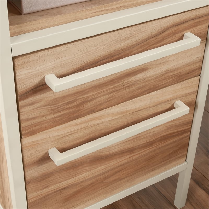 Pemberly Row Engineered Wood L-Desk in Kiln Acacia / Brown Finish