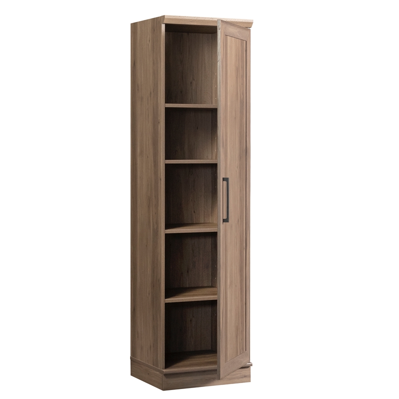 Pemberly Row Engineered Wood Single Door Pantry in Salt Oak Finish