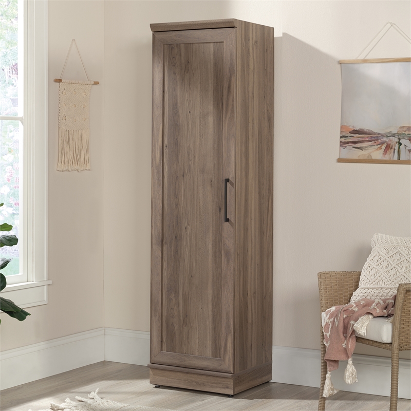 Pemberly Row Engineered Wood Single Door Pantry in Salt Oak Finish