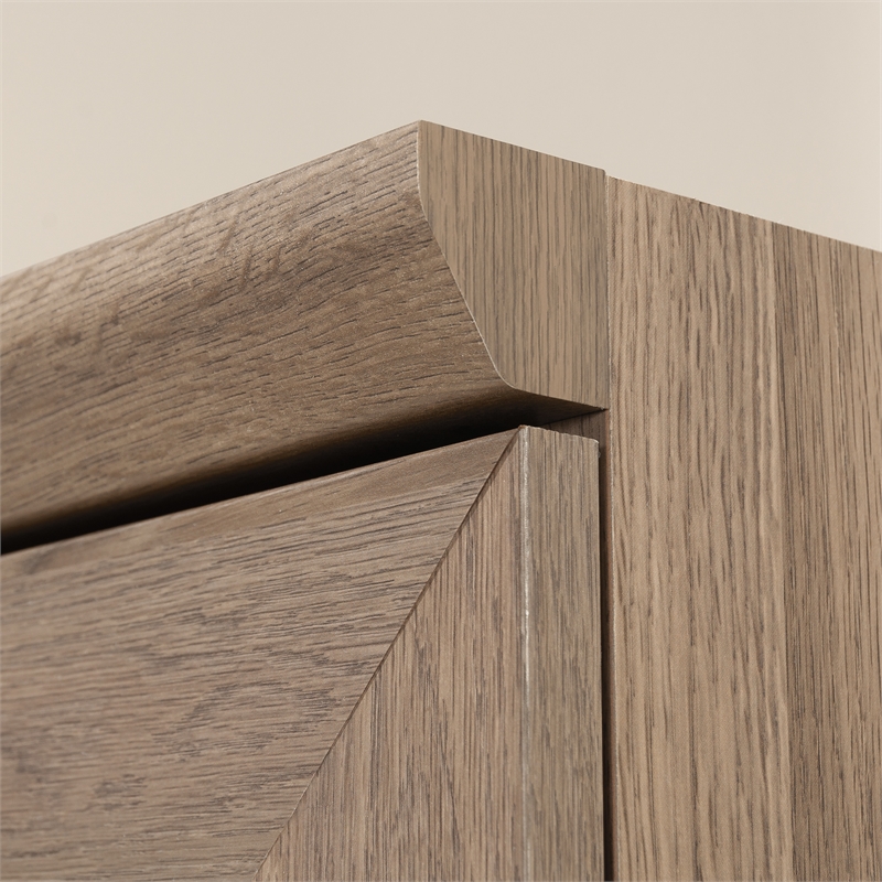 Pemberly Row Engineered Wood Single Door Pantry in Salt Oak Finish
