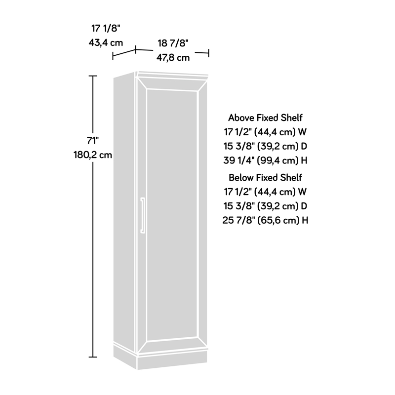 Pemberly Row Engineered Wood Single Door Pantry in Raven Oak Finish