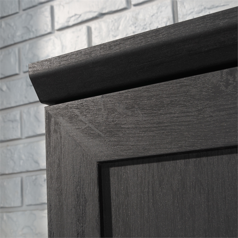 Pemberly Row Engineered Wood Single Door Pantry in Raven Oak Finish