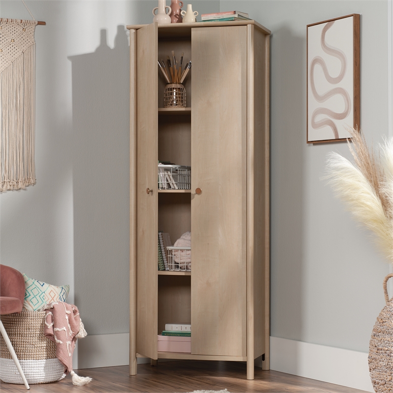 Pemberly Row Engineered Wood Storage Cabinet in Natural Maple Finish