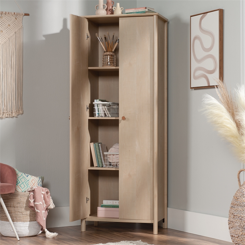 Pemberly Row Engineered Wood Storage Cabinet in Natural Maple Finish