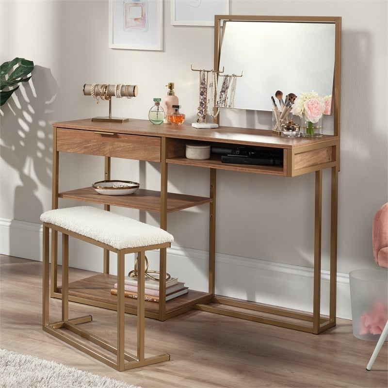 Pemberly Row Engineered Wood Vanity in Sindoori Mango / Natural Finish