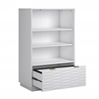 Pemberly Row Contemporary Engineered Wood Bookcase with Drawer in White