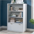 Pemberly Row Contemporary Engineered Wood Bookcase with Drawer in White