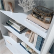 Pemberly Row Contemporary Engineered Wood Bookcase with Drawer in White