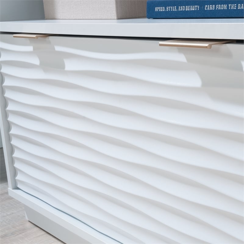Pemberly Row Contemporary Engineered Wood Bookcase with Drawer in White