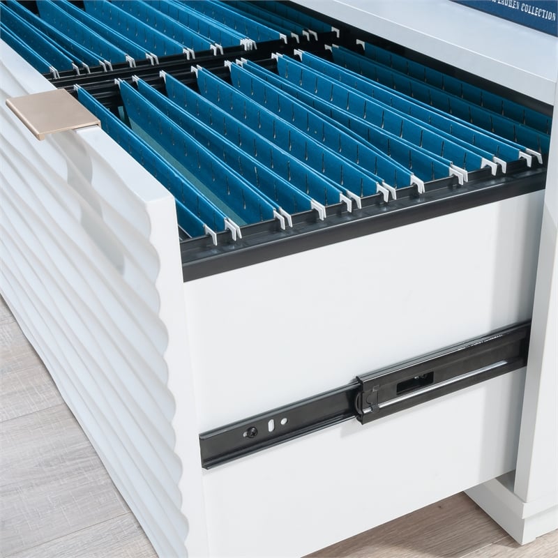 Pemberly Row Contemporary Engineered Wood Bookcase with Drawer in White