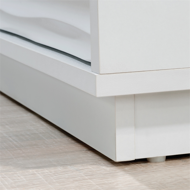 Pemberly Row Contemporary Engineered Wood Bookcase with Drawer in White