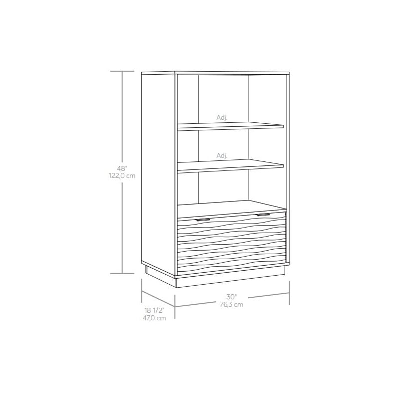 Pemberly Row Contemporary Engineered Wood Bookcase with Drawer in White