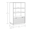 Pemberly Row Contemporary Engineered Wood Bookcase with Drawer in White