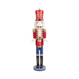 Pemberly Row Solid Wood Nutcracker Drummer Soldier in Multi-Color