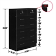 Pemberly Row 7 Drawer Chest Wooden Dresser with Lock in Black