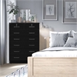 Pemberly Row 7 Drawer Chest Wooden Dresser with Lock in Black