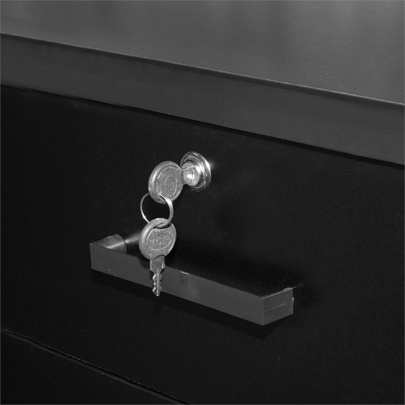 Pemberly Row 7 Drawer Chest Wooden Dresser with Lock in Black