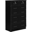 Pemberly Row 7 Drawer Chest Wooden Dresser with Lock in Black