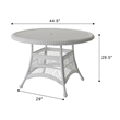 Pemberly Row Traditional Wicker / Rattan Round Dining Table in White