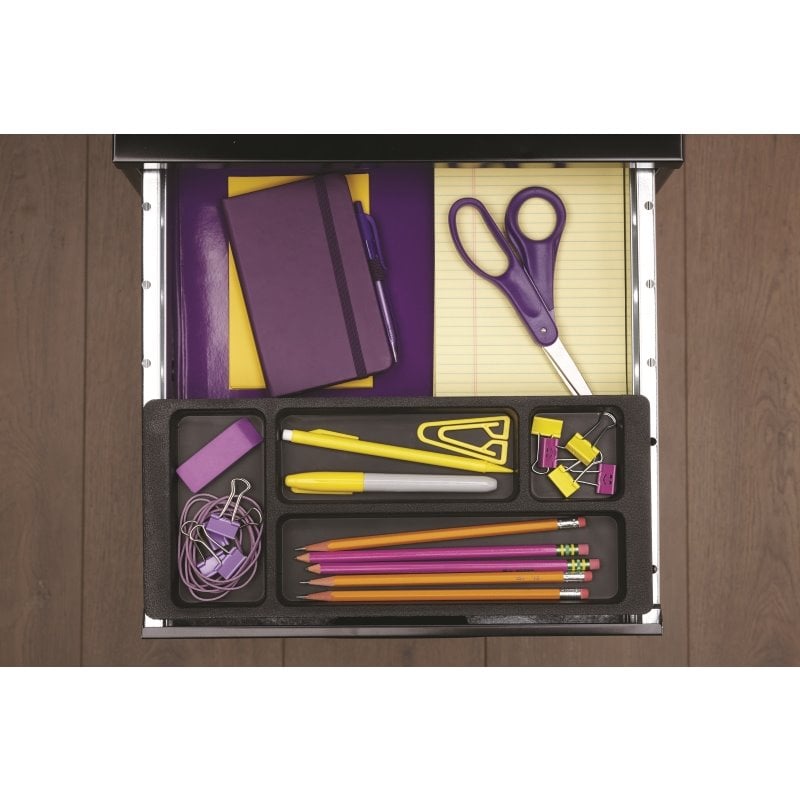 Pemberly Row 3 Drawer Metal Filing Cabinet with Pencil Drawer Black