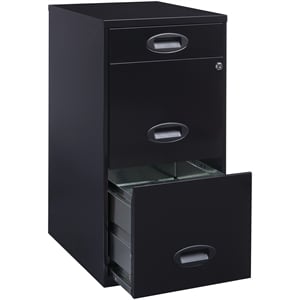 Pemberly Row 3 Drawer Metal Filing Cabinet with Pencil Drawer Black