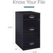 Pemberly Row 3 Drawer Metal Filing Cabinet with Pencil Drawer Black