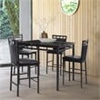 Pemberly Row 5 Piece Faux Marble Top Counter Height Dining Set in Black