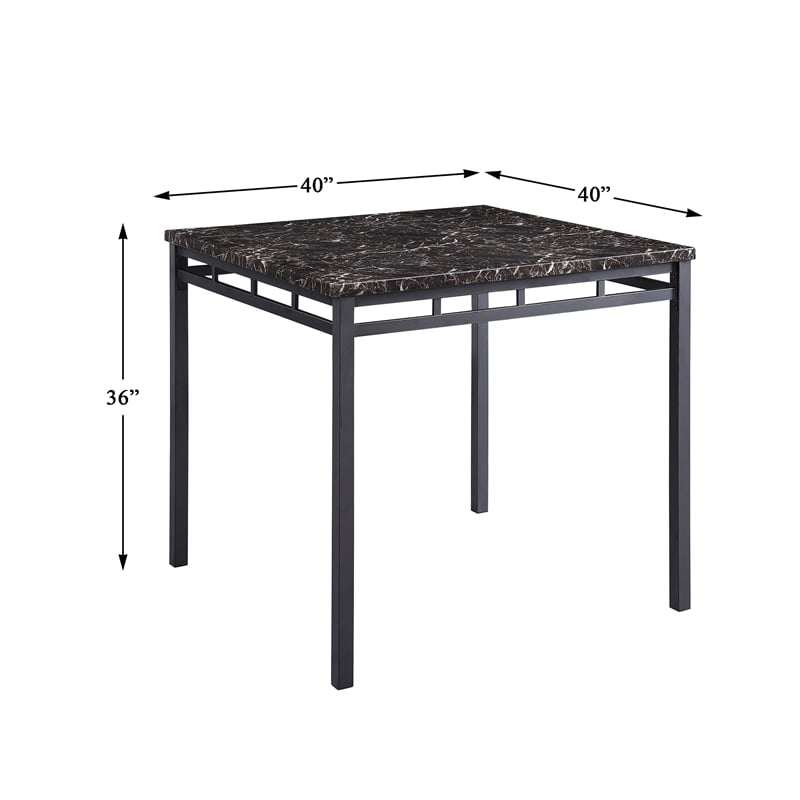 Pemberly Row 5 Piece Faux Marble Top Counter Height Dining Set in Black