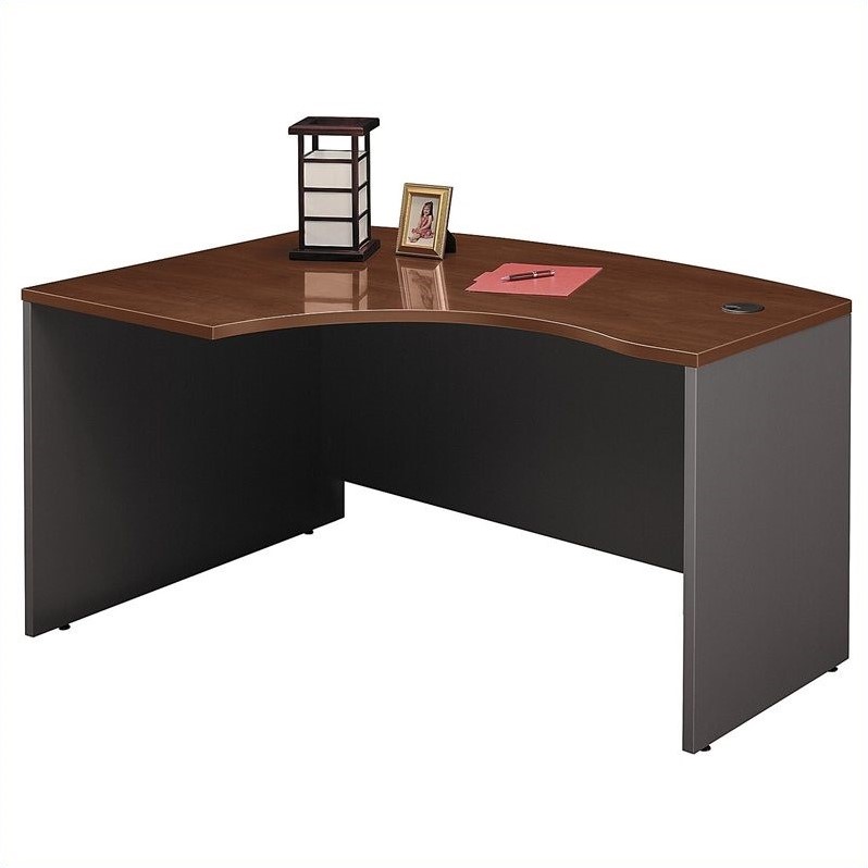 Pemberly Row 60W Left Hand L-Bow Desk Shell in Hansen Cherry - Engineered Wood
