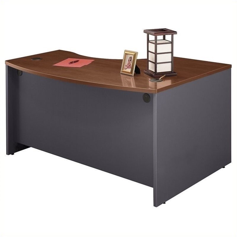 Pemberly Row 60W Left Hand L-Bow Desk Shell in Hansen Cherry - Engineered Wood
