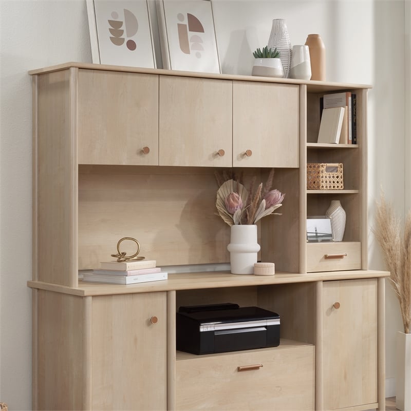 Pemberly Row Transitional Engineered Wood Hutch in Natural Maple