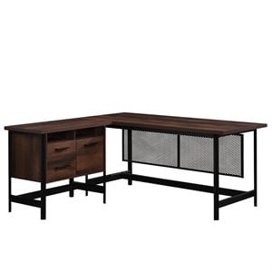 Pemberly Row Transitional Engineered Wood L-Desk in Barrel Oak