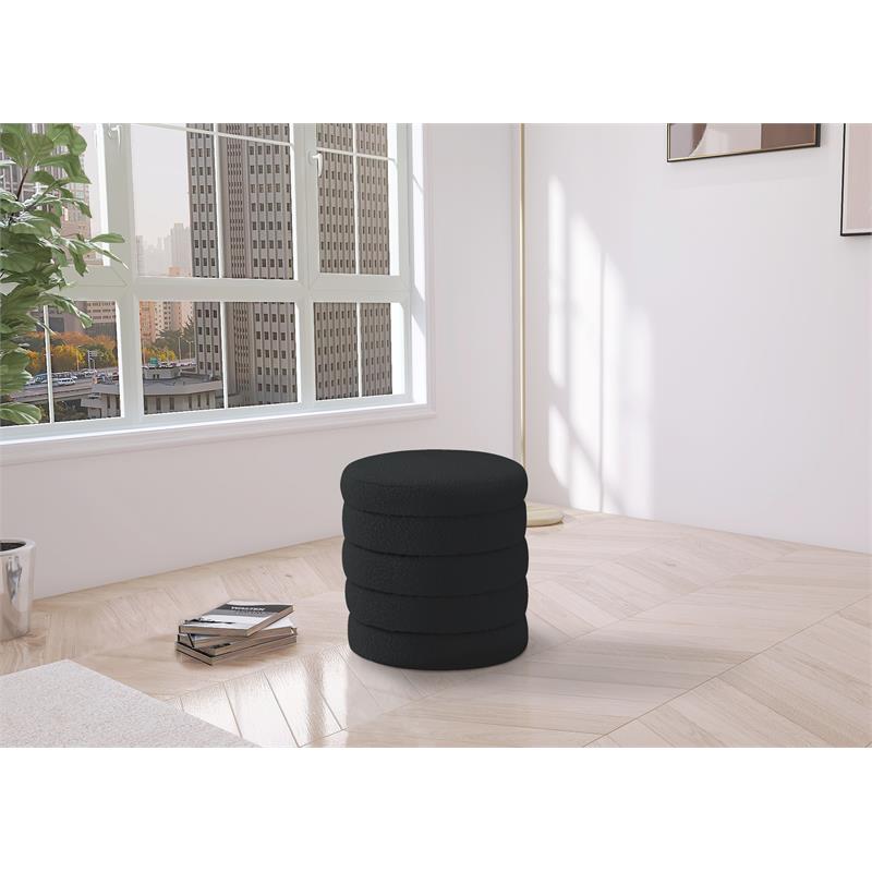 Pemberly Row Modern / Contemporary Black Boucle Fabric Ottoman/Stool