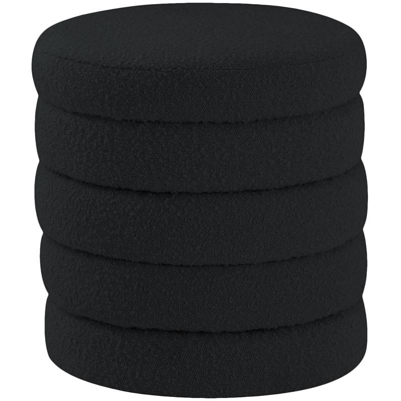 Pemberly Row Modern / Contemporary Black Boucle Fabric Ottoman/Stool