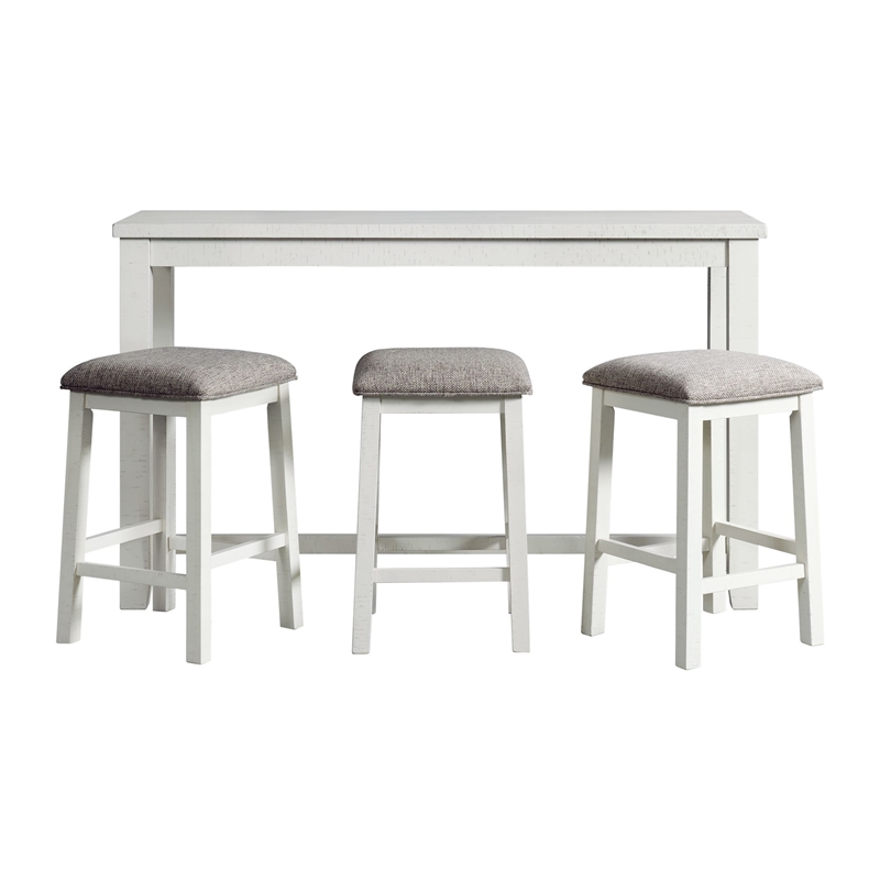 Pemberly Row Contemporary Multipurpose Bar Table Set in White