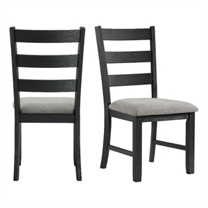 Pemberly Row Contemporary Standard Height Side Chair Set in Black