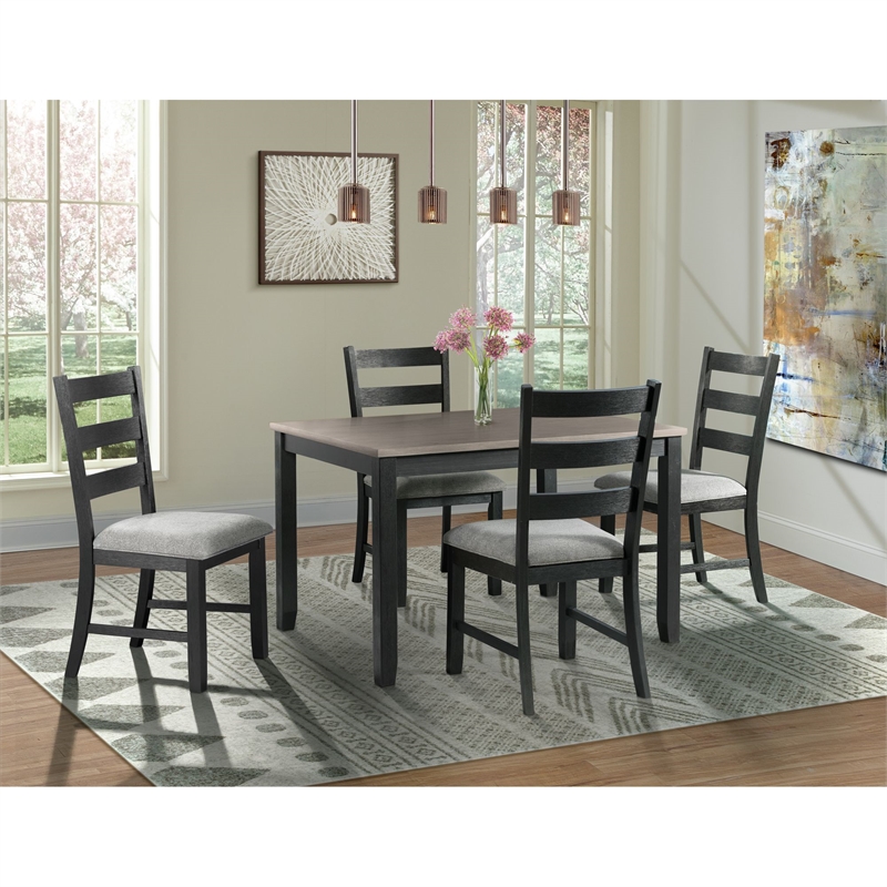 Pemberly Row Contemporary Standard Height Side Chair Set in Black