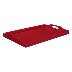 Pemberly Row Modern Serving Tray in Cranberry Red Wood Finish