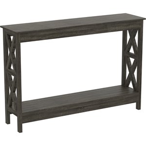 Pemberly Row Modern 47.25&quotL 1-Shelf Console Table in Dark Grey