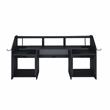 Pemberly Row Modern Wood Music Desk with Shelves in Black Finish