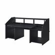Pemberly Row Modern Wood Music Desk with Shelves in Black Finish