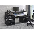 Pemberly Row Modern Wood Music Desk with Shelves in Black Finish