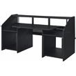 Pemberly Row Modern Wood Music Desk with Shelves in Black Finish