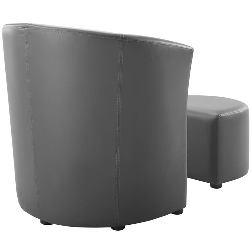 Pemberly Row Modern Faux Leather Armchair and Ottoman in Gray