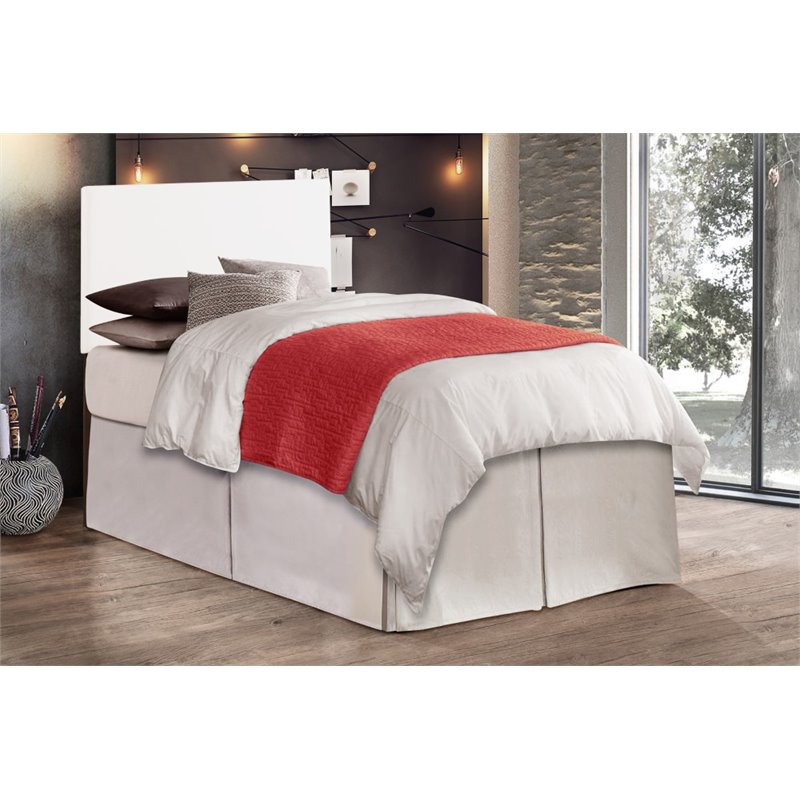 Pemberly Row Faux Leather Upholstered Twin Headboard in White