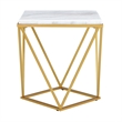 Pemberly Row Square End Table with White Marble Top and Gold Metal