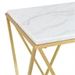Pemberly Row Square End Table with White Marble Top and Gold Metal