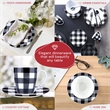 Pemberly Row Porcelain Dinnerset 16 Piece Buffalo Plaid White/Black